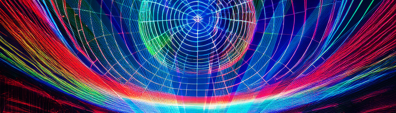 Laser light projected to interior of dome. This image created using AI in Adobe Photoshop.